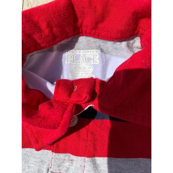 Childrens Place Red white and blue boys striped polo Size 12-18mo - Picture 3 of 4